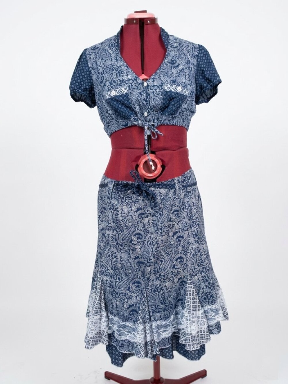 MARIE CLAIRE - 2-Piece Boho Set: Crop Top & Midi Skirt